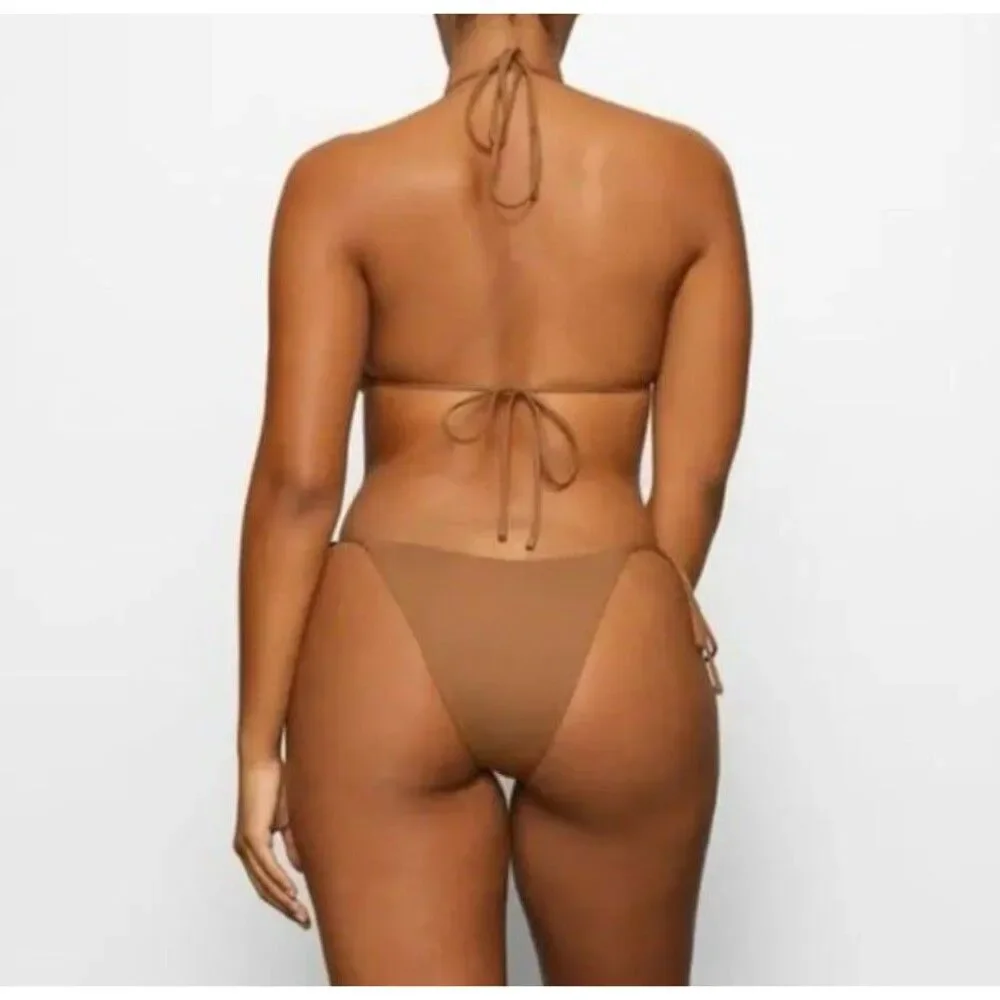 Skims Signature Swim Lace Up Monokini Almond XXS